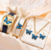 Женские часы Cadvan с синим ремешком из экокожи + набор бижутерии