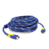 Кабель HDMI-HDMI 20m, v1.4, OD-8.0mm, 2 фильтра, оплетка, круглый Blue/Gold, коннектор Blue-yellow, (Пакет) Q25
