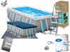 Intex 26770 (400×200×122 см) каркасний басейн Prism Frame ClearView Pool сірий з вікном, фільтр-насос, сходи, тент, підс