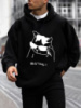 Чоловіче чорне стильне оверсайз худі з трендовим принтом