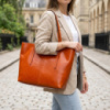 Женская кожаная сумка шоппер для города покупок и работы Vintage 22096 Рыжая