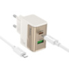 Сетевое зарядное устройство Hoco CS71A USB/ Type-C PD QC white + кабель Type-C to Lightning