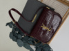 Жіноча  сумка Saint Laurent Solferino medium leather shoulder bag бургунді рептілія
