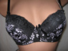 Бюстгальтер Rose на поролоні чашка В чорний в квітах з мереживом