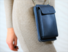 Женская кожаная сумка-кошелек через плечо «Ricambio» синяя