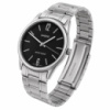 Чоловічий годинник Casio MTP-V005D-1B Класичний зі сріблястим браслетом та чорним циферблатом