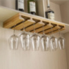 Барная полка для бокалов из бамбука, подвесной органайзер для хранения бокалов(для 12шт), размером 63,5x25x5см