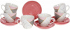 Кофейный сервиз «Мрамор» 6 чашек 240мл и 6 блюдец, фарфор, белый с розовым и серым