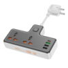 Сетевое зарядное устройство удлинитель Hoco AC12A 3 USB/ Type-C PD 30W 2 розетки 1m черный