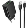 Мережевий зарядний пристрій HOCO CS92A Leader 18W+QC3.0 (1USB-A) + cable USB to MicroUSB Black