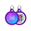 Адресник для собак і котів металевий WAUDOG Smart ID з QR паспортом, малюнок «Градієнт фіолетовий», коло, Д 25 мм