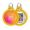 Адресник для собак і котів металевий WAUDOG Smart ID з QR паспортом, малюнок «Градієнт помаранчевий», коло, Д 30 мм