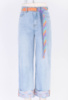 Жіночі блакитні джинси з поясом