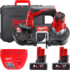 Пила стрічкова акумуляторна MILWAUKEE, M12 BS-402C (зарядний пристрій С12 С, 2 акумулятори М12 В4 4Ач, полотно, кейс)
