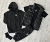 Комплект 5 в 1 Герб чорна кофта на змійці + чорні штані + чорна жилетка + чорна футболка + 2 пари шкарпеток (чорні та білі)