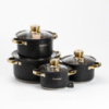 Набір каструль Haus Roland з нержавіючої сталі 6,1/3,9/2,8/2,1 л, чорний граніт