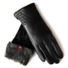 PODIUM Перчатка Женская кожа F2-5807 black махра