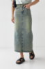 Джинсова спідниця максі у вінтажному стилі — зелений колір, S (є розміри)