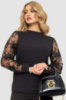 Блуза жіноча ошатна 204R11, колір чорний, 204R011