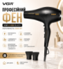 Фен VGR V 406 Black/ Фен професійний 2 насадки, 3000 Вт/ Фен 3 рівні обдування, 3 рівні температури