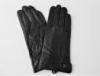 Женские кожаные перчатки подкладка плюш черные