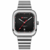 Чоловічий класичний годинник Curren 8460 Silver-Black з металевим браслетом та мінеральним склом