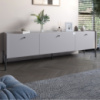 Тумба под телевизор на 3 ящика LION Wood с черными ножками 160х65х40 см Кашемир (LION-043141)