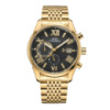 Чоловічий годинник Forsining 8304 Gold-Black Steel з хронографом та золотистим браслетом