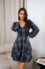 Коктейльна Сукня Букле Кліточка 24086 Синя