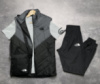 Чоловічий комплект The North Face Clip жилетка сіро-чорна + сіра футболка + штани + барсетка у подарунок
