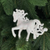 Игрушка на елку Лошадь 19615 10х9 см белая с блестками