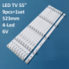 LED підсвітка TV 55« inch 6V 4-led 523mm 4C-LB5504-ZM04J 4C-LB5504-HR18J 4C-LB5504-YH 4C-LB5505-YH 9шт.