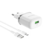 Сетевое зарядное устройство Borofone BA36A USB QC 18W белое + кабель USB to MicroUSB