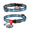Нашийник для котів нейлоновий WAUCAT Nylon з QR паспортом, малюнок «Етно синій», пластиковий фастекс, Ш 10 мм, Дов 20-30 см