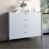 Комод с 4 ящиками LION Wood с черными ножками 100х90х45 см Нимфея Альба (белый) (LION-042983) ТОП