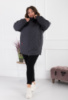 Жіноча чорна куртка батал з капюшоном
