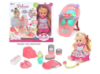 Пупс 30 см, 12 реплік, п’є, закриває очі, ходить до вбиральні, стілець, папмерс, пляшечка, столове начиння, пустушка.