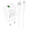 Зарядний пристрій Borofone BA72A Spring QC3.0 USB to MicroUSB, White - купити в SmartEra.ua