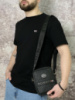 Чоловічий комплект футболка чорна (мал. лого) + месенджер Tommy Hilfiger чорний