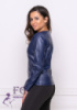 Тонка демісезонна куртка-жакет з екошкіри «Delmar» оптом | Розпродаж моделі 42, Темно-синій