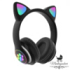 Бездротові навушники LED з котячими вушками,колір - чорний.