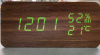 Электронные настольные часы VST – 862S-4 коричневые с зеленой подсветкой, с датчиками температуры и влажности