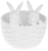 Декоративное кашпо «Кролики в корзинке» 14х13.5х15см, керамика, белый