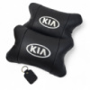 Автодушки 2 шт на подголовник Kia/Киа, натуральная кожа, черные, Подголовник для авто с комфортом