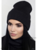 Женская демисезонная двойная шапка с отворотом и бафф Империя Черный
