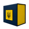 Подарункова картонна коробочка Boxes для годинника синьо-жовта з чорним тризубом (1000-0346)