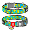 Нашийник для собак нейлоновий WAUDOG Nylon з QR-паспортом, малюнок «Смайли на блакитному», пластиковий фастекс, S, Ш 15 мм, Дл 25-35 см