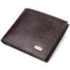 Лакований гаманець для чоловіків у два складення з натуральної фактурної шкіри 721585 Коричневий