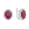 Серебряные серьги CatalogSilver с натуральным рубином, фианитами (2165071)
