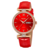 Жіночий класичний годинник Skmei 2090RGRD Rose Gold-Red з календарем та шкіряним ремінцем
